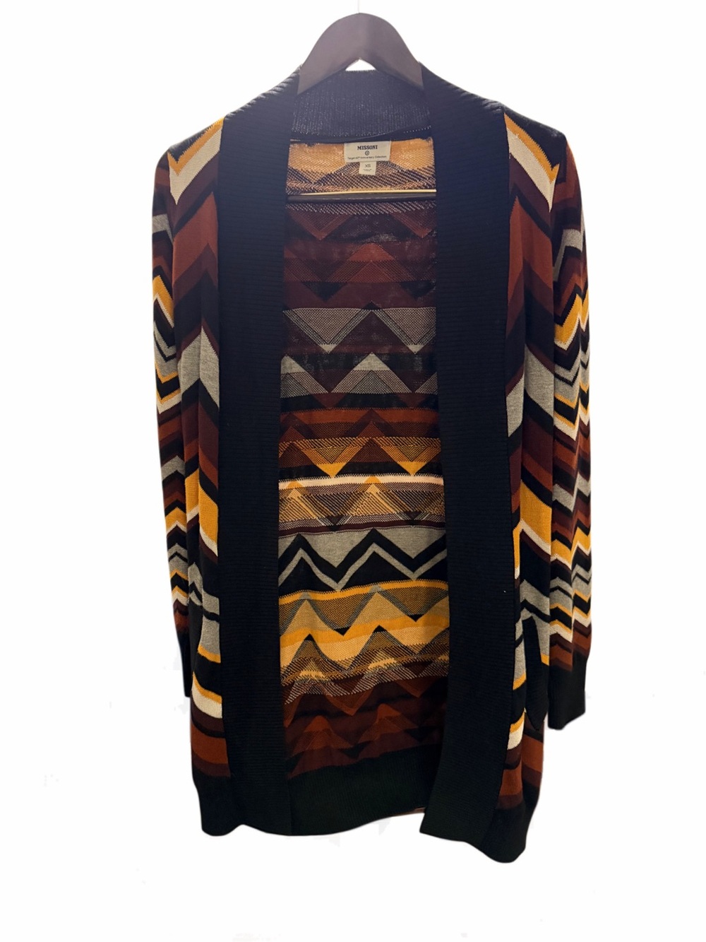 Missoni for Target Chevron Open-Front Cardigan in Black, Brown, Mustard, Gray